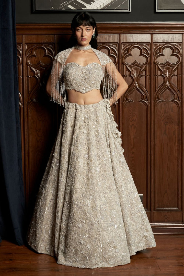 Grey Lehenga & Cape Set