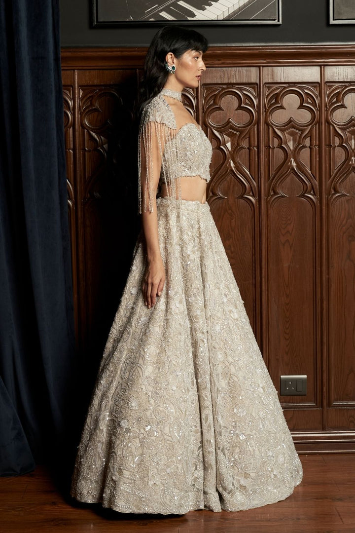 Grey Lehenga & Cape Set