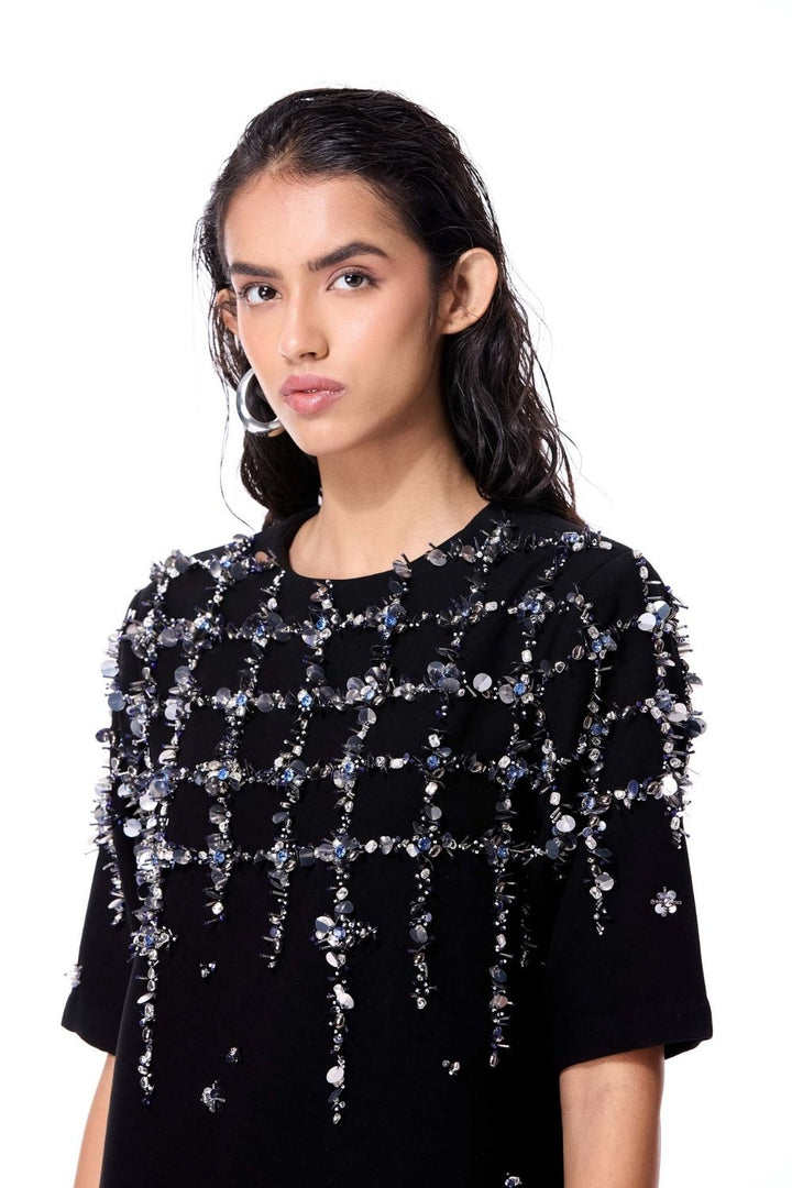 Bleu Fray Embellished Dress