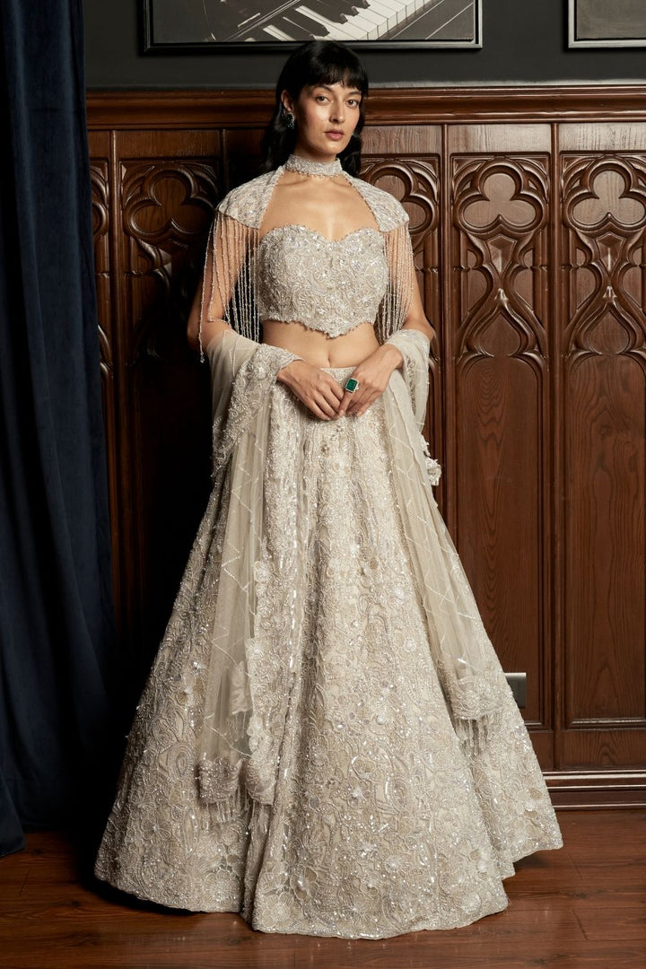 Grey Lehenga & Cape Set