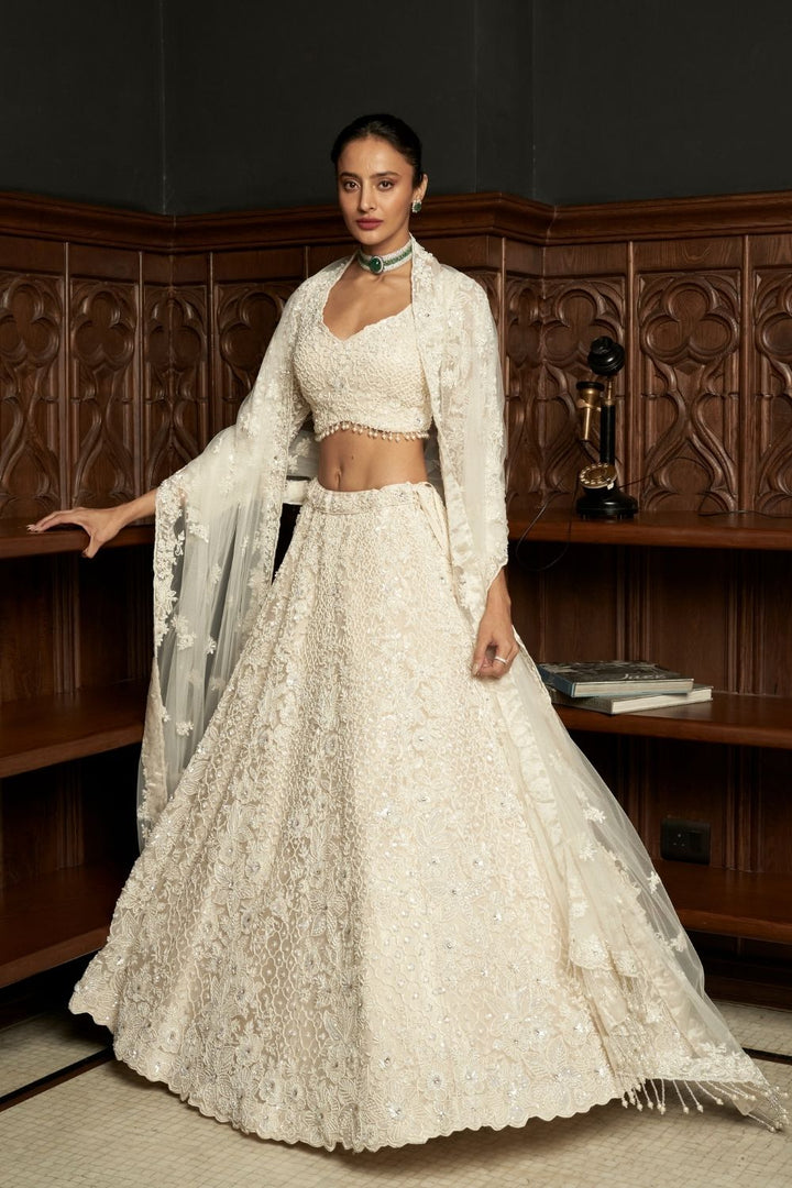 Ivory Net Lehenga Set