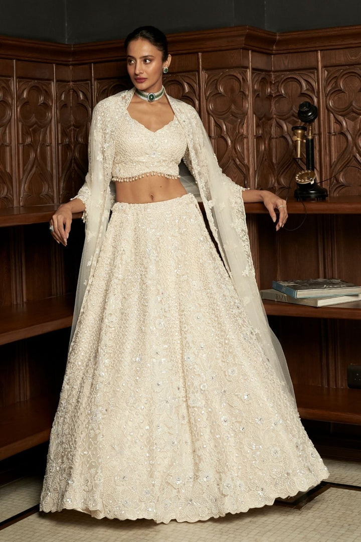 Ivory Net Lehenga Set