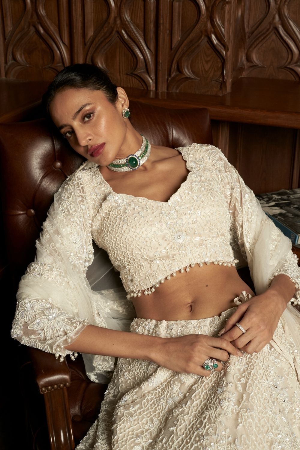 Ivory Net Lehenga Set