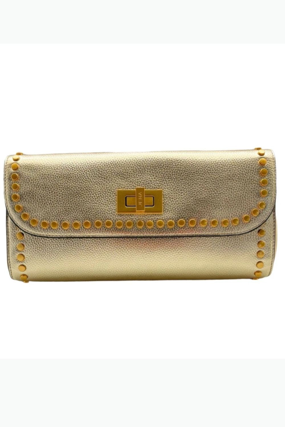 Metallic Gold Slim Studded Clutch Bag