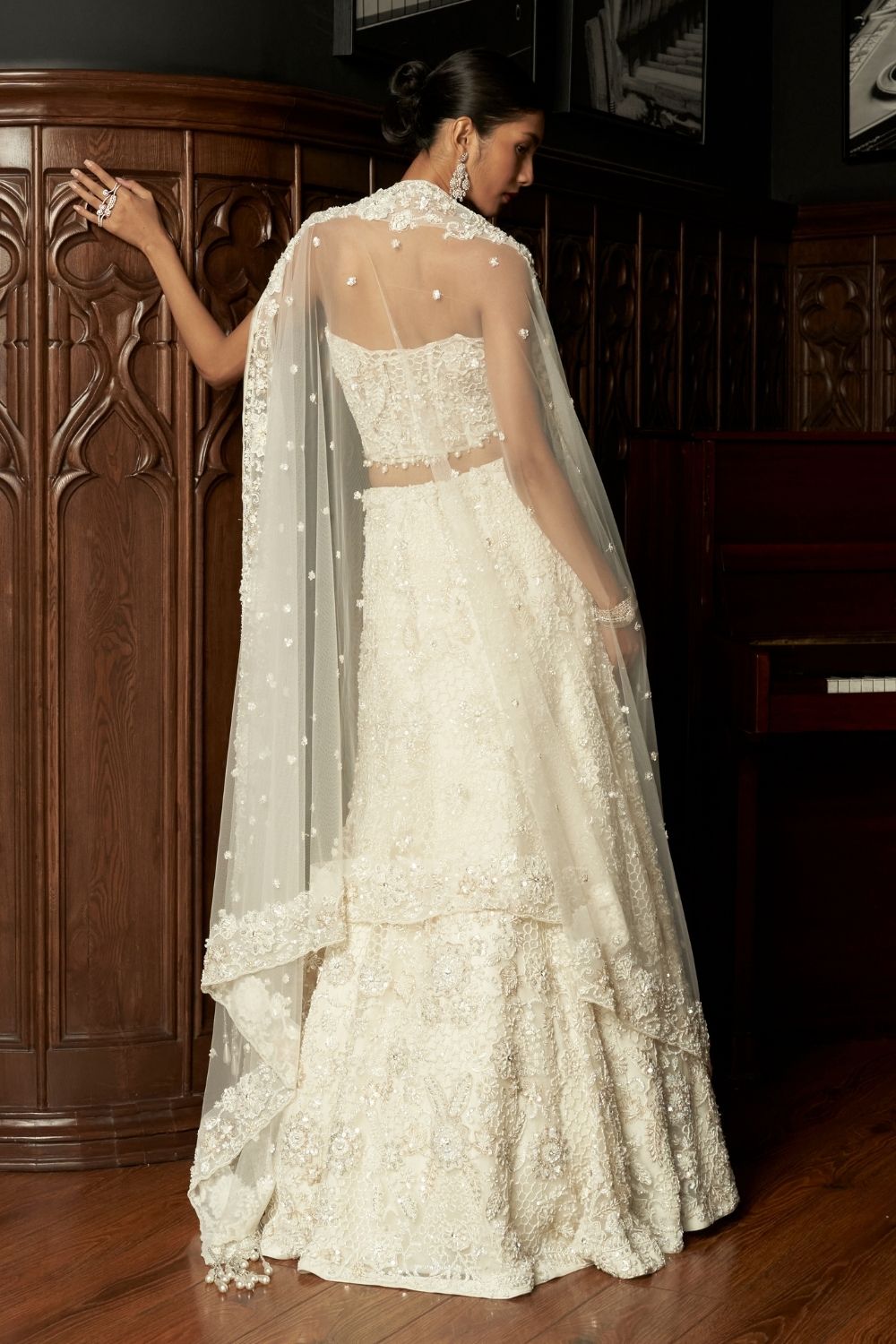 Ivory Fish Cut Lehenga Set