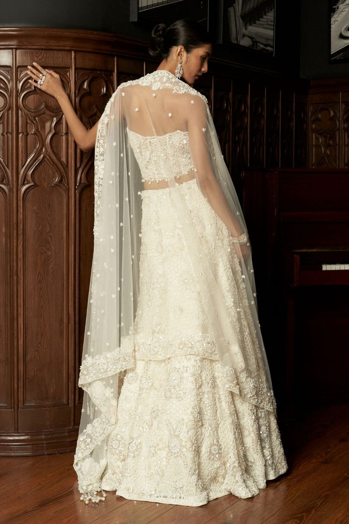 Ivory Fish Cut Lehenga Set