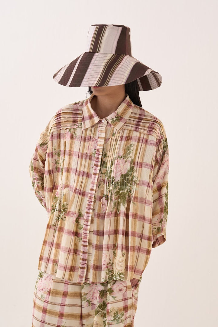Jaali Rose Pintuck Shirt Set