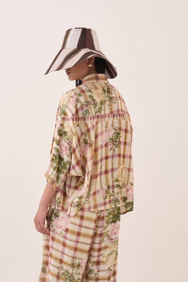 Jaali Rose Pintuck Shirt Set