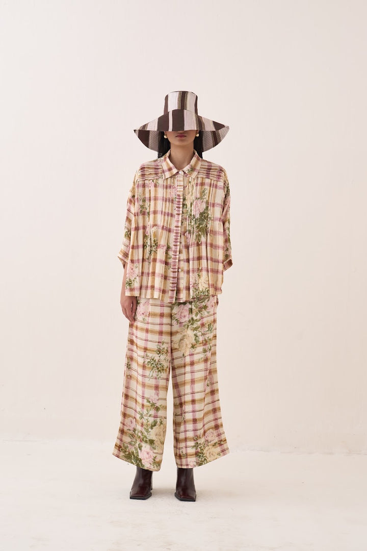 Jaali Rose Pintuck Shirt Set
