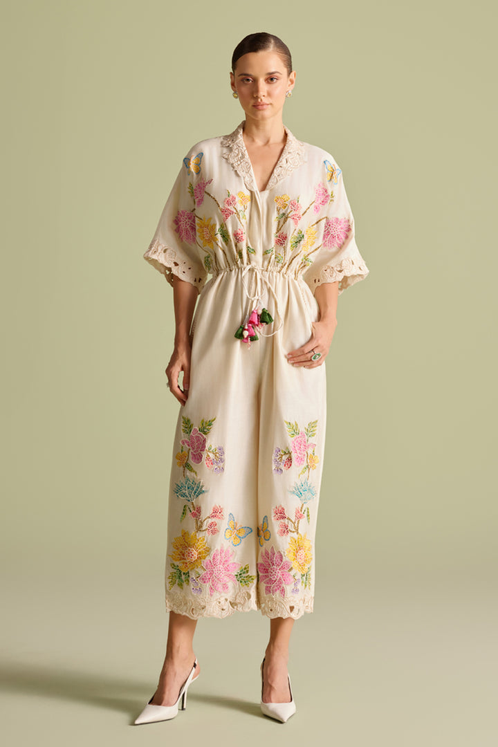 Ivory Mosaic Floral Jumpsuit