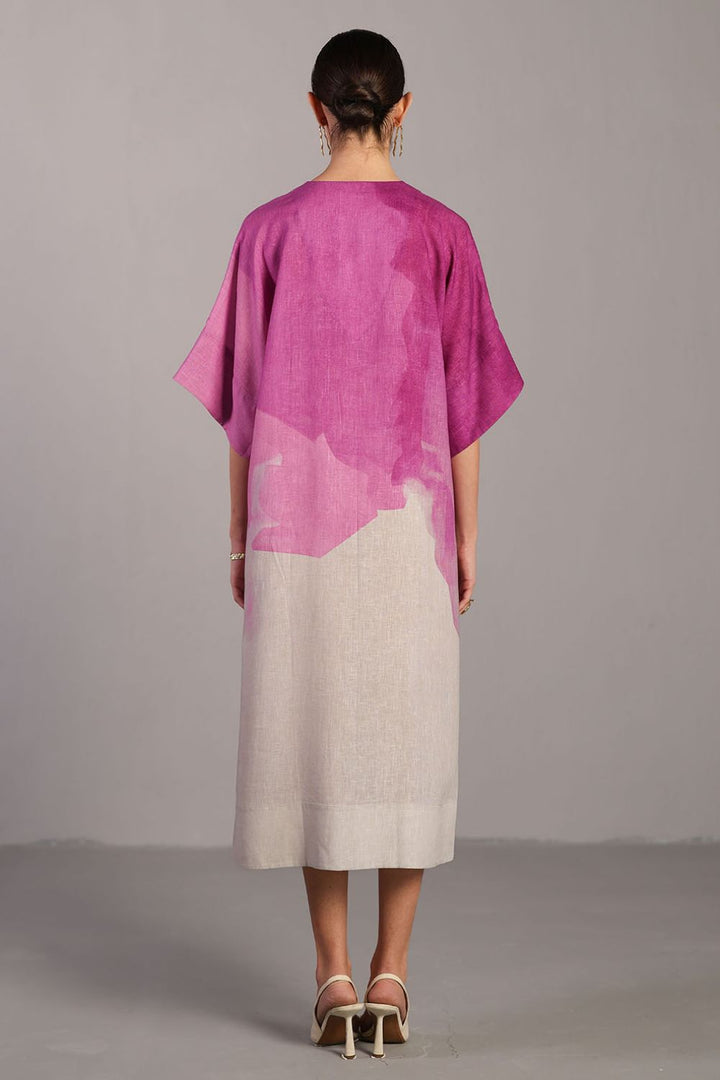 Diffuse beetroot & light grey long dress