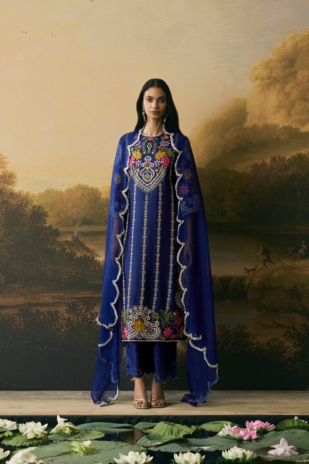 Cobalt Blue Beadwork Dupatta