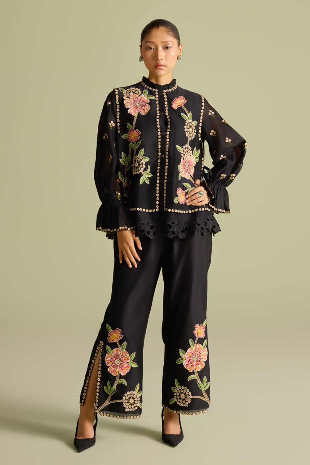 Black Mosaic Layered Shirt