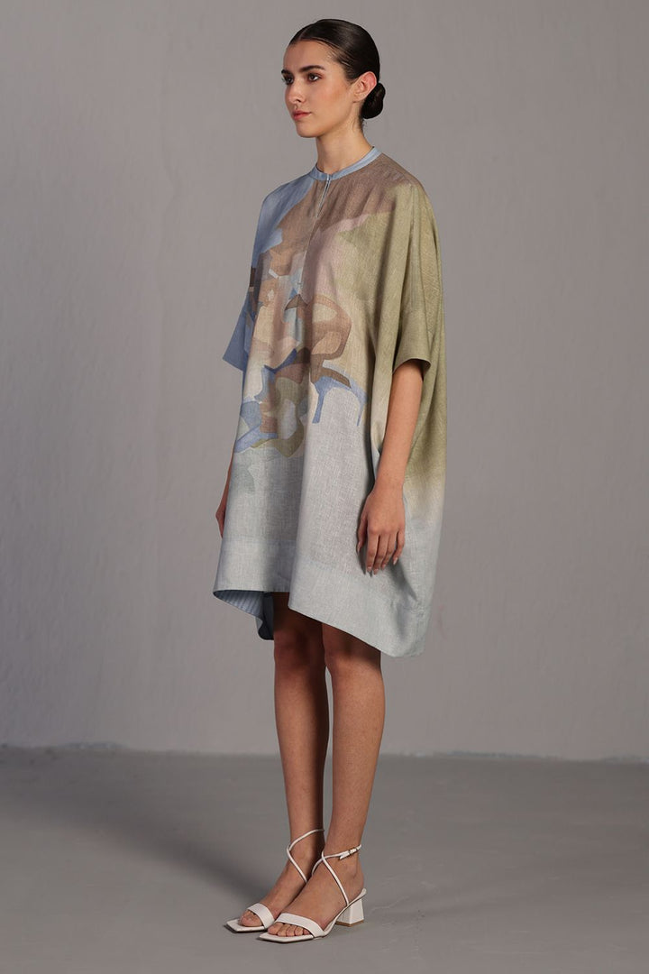 Diffuse pastel blue & green dress