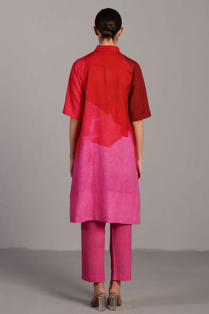 Diffuse fuchsia pink kurta set