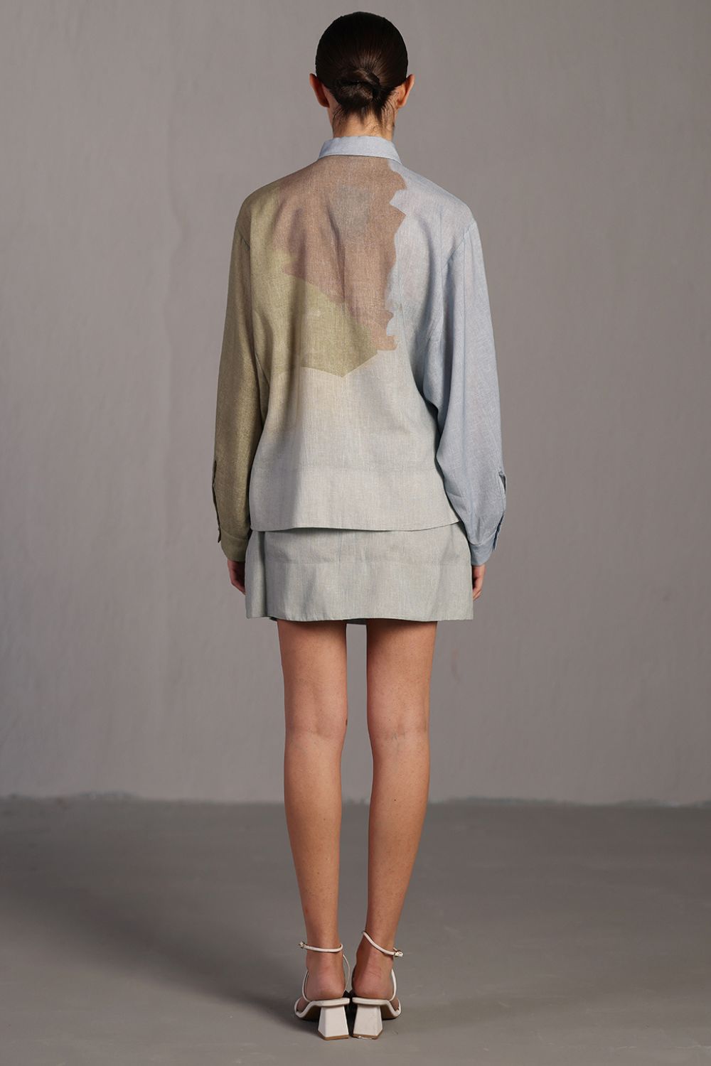 Diffuse pastel blue & green skirt set