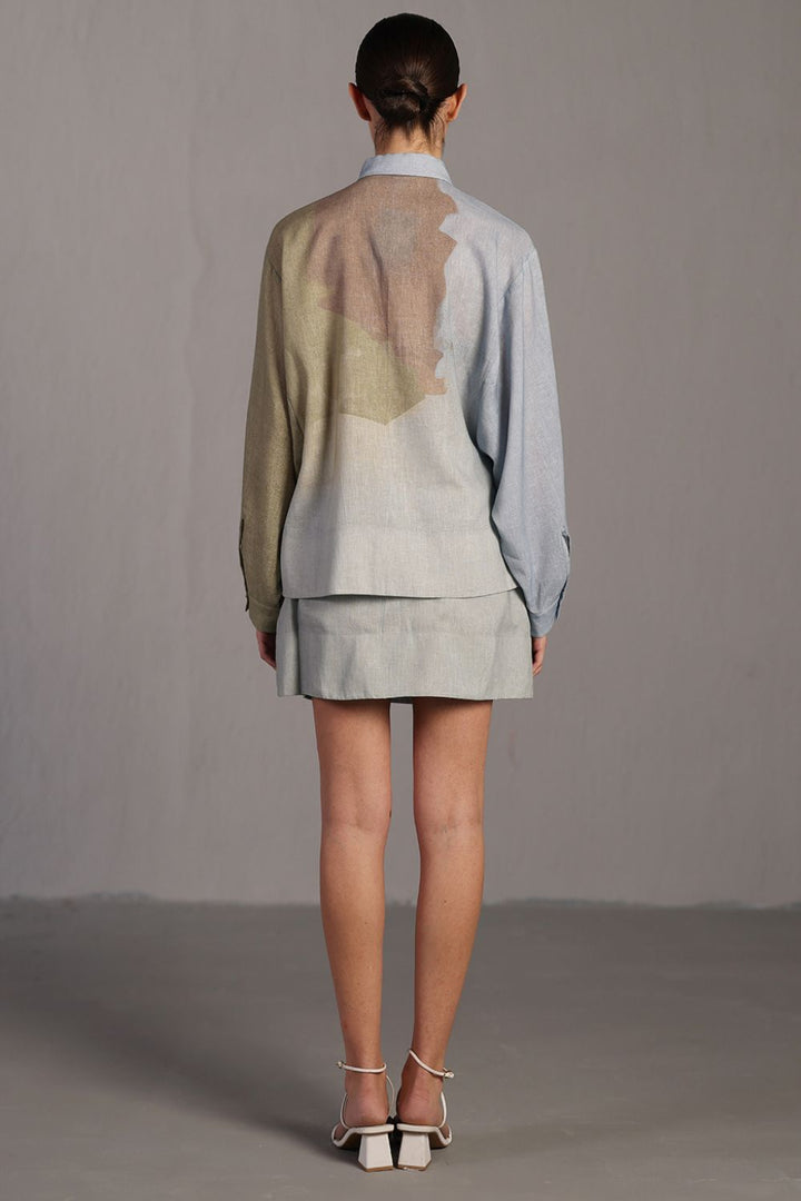Diffuse pastel blue & green skirt set