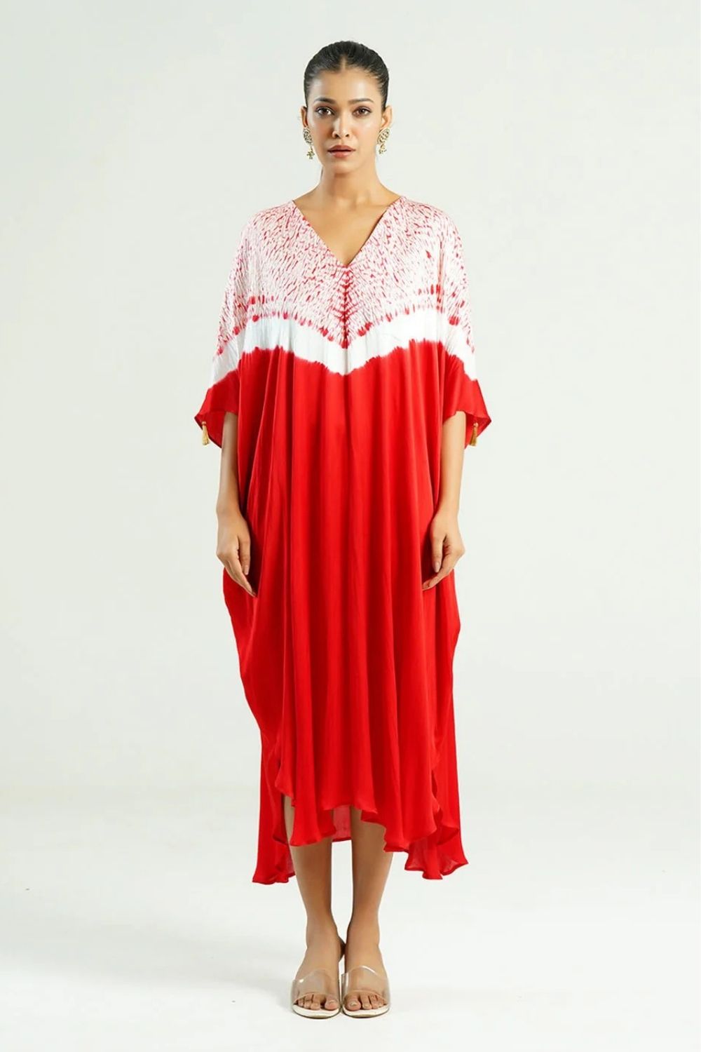 Kaftan Shibori - Scarlet Red / Ivory