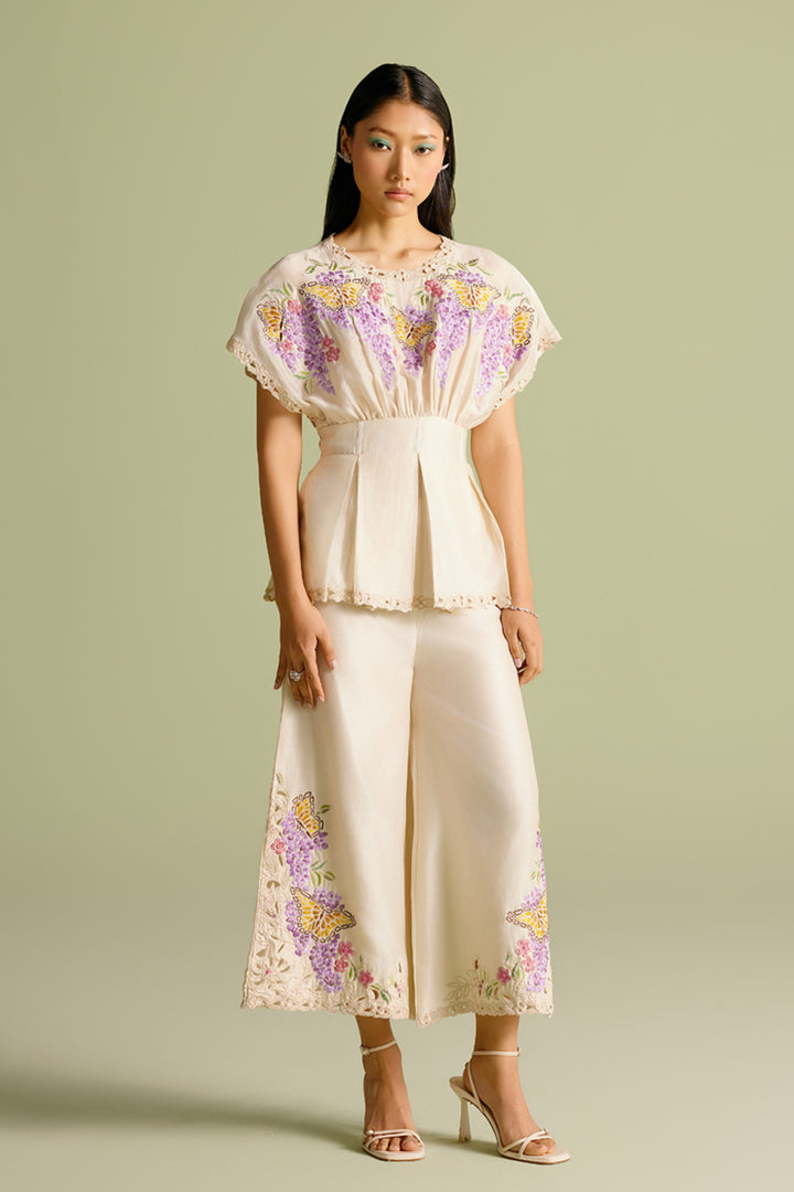 Ivory Butterfly Mosaic Pants