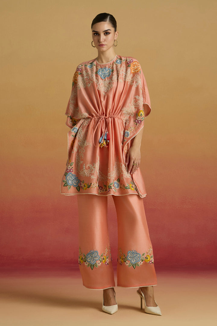 Apricot Floral Sheer Detail Pants