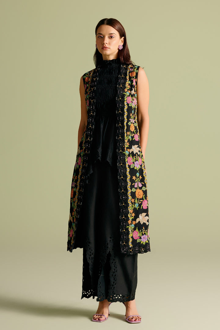 Black Cutwork Bell Bottom Pants