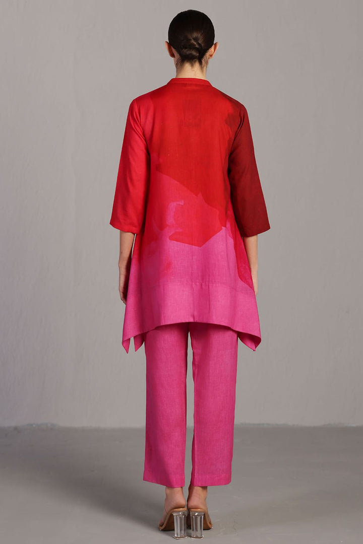 Diffuse fuchsia pink kurta set