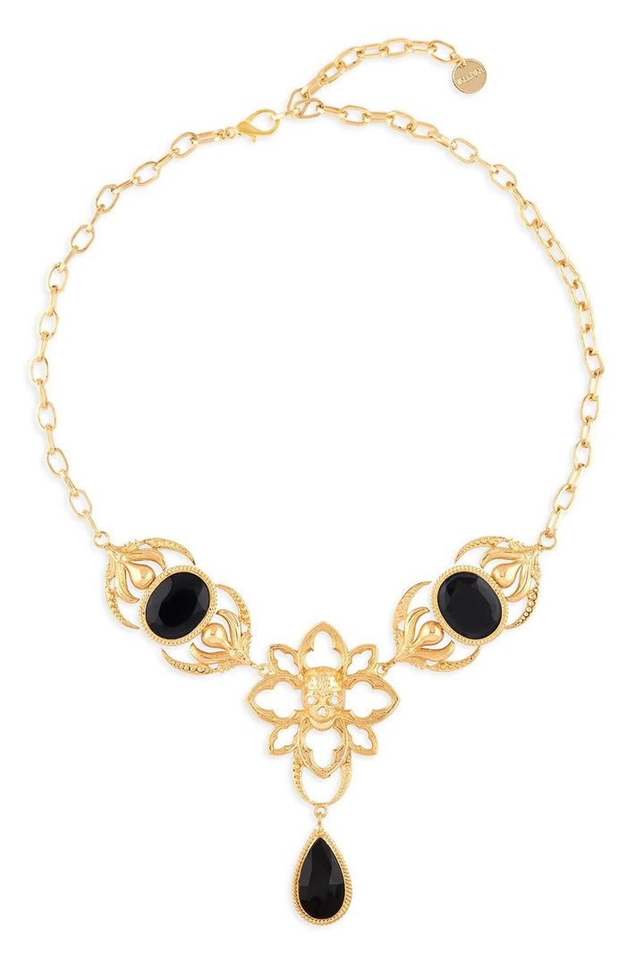 Gold Goth Skull Necklace