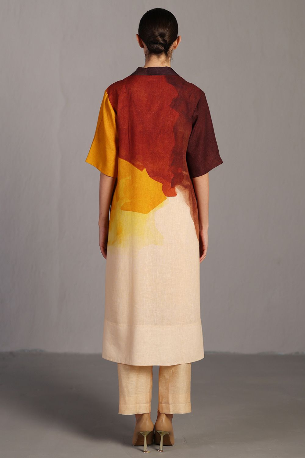 Diffuse brown & ochre kurta set