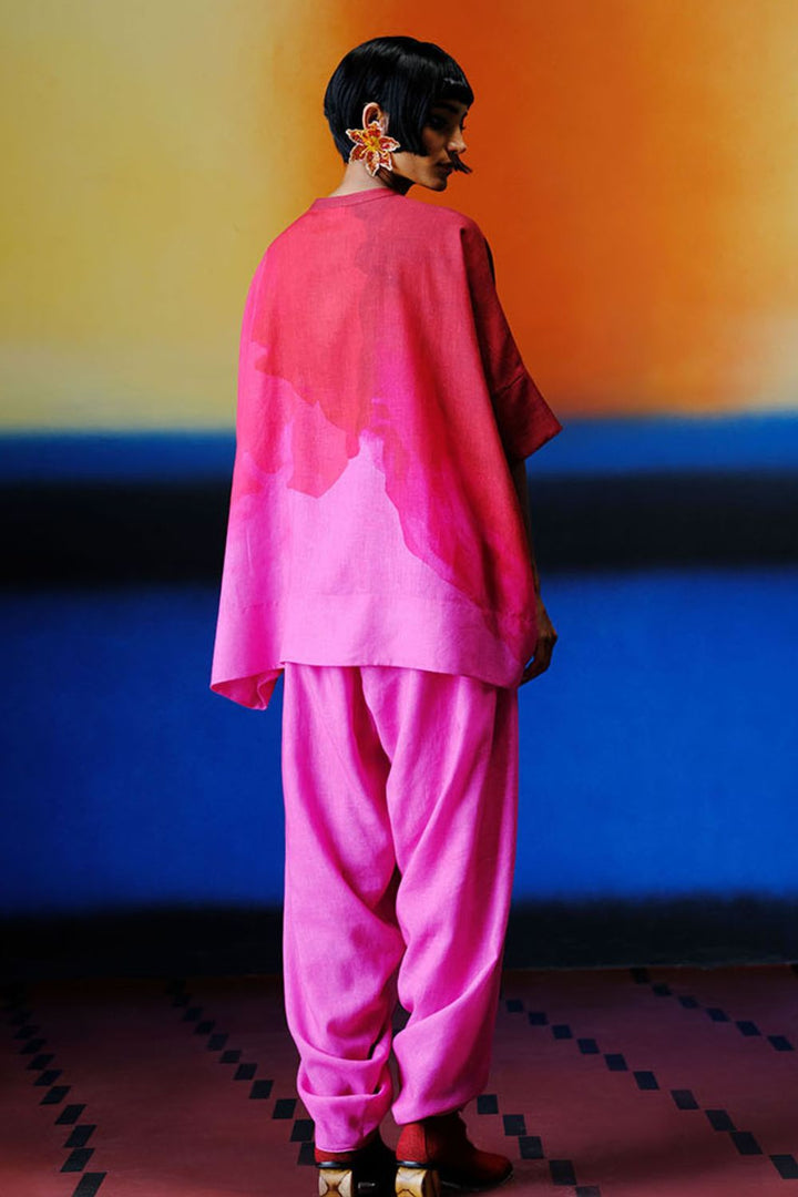 Diffuse fuchsia pink kurta set