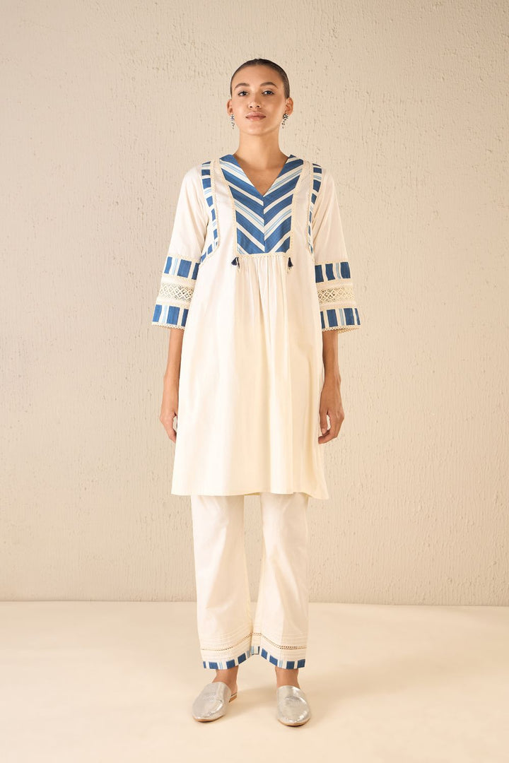 Meadow Stripes: Ivory Blue Stripe Cape Set