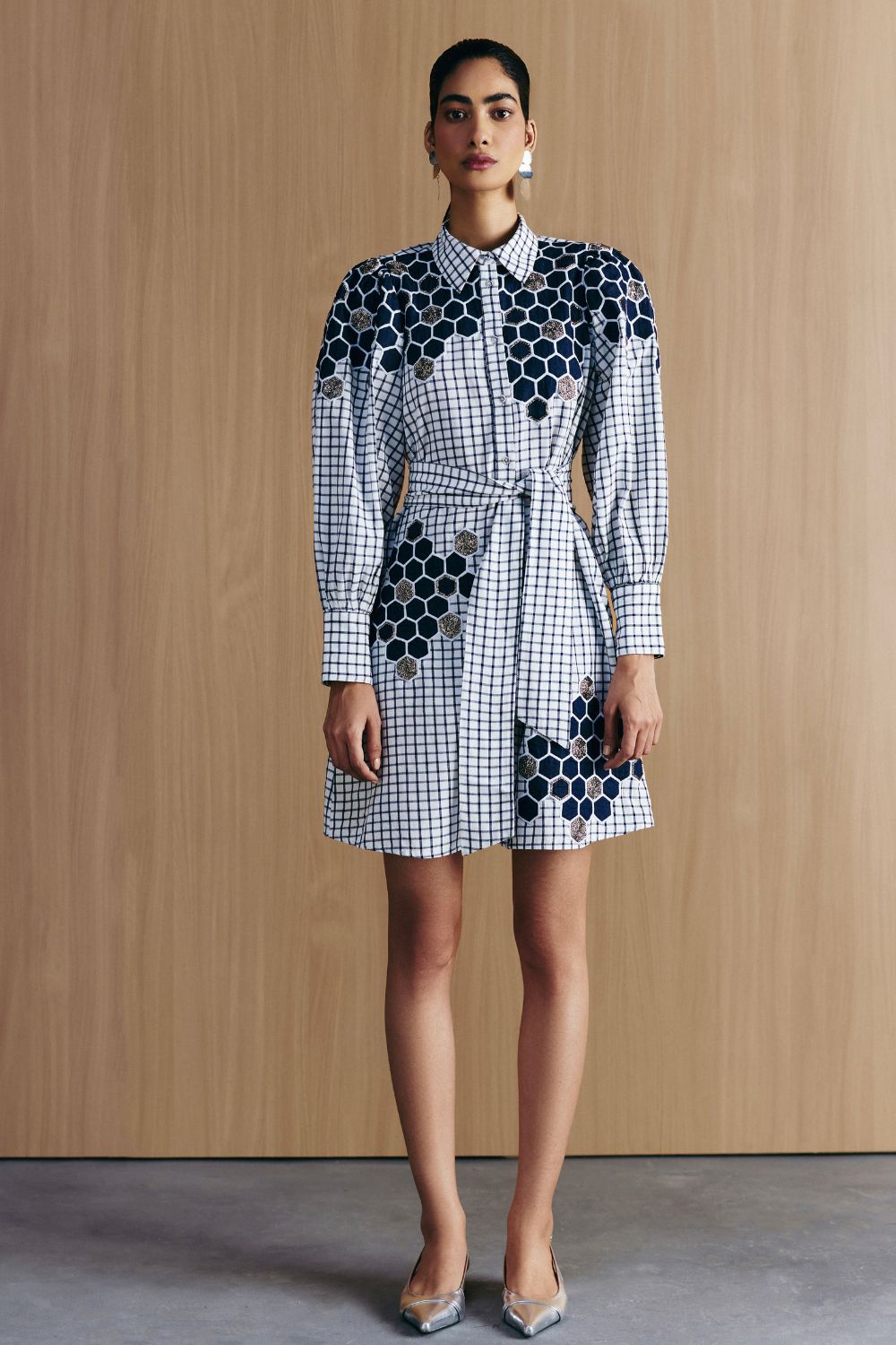 Roshni Bhatia in Check Embellished Shirt Dress