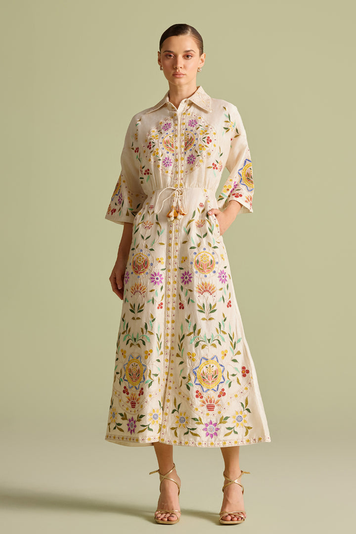 Ivory Applique Shirt Dress
