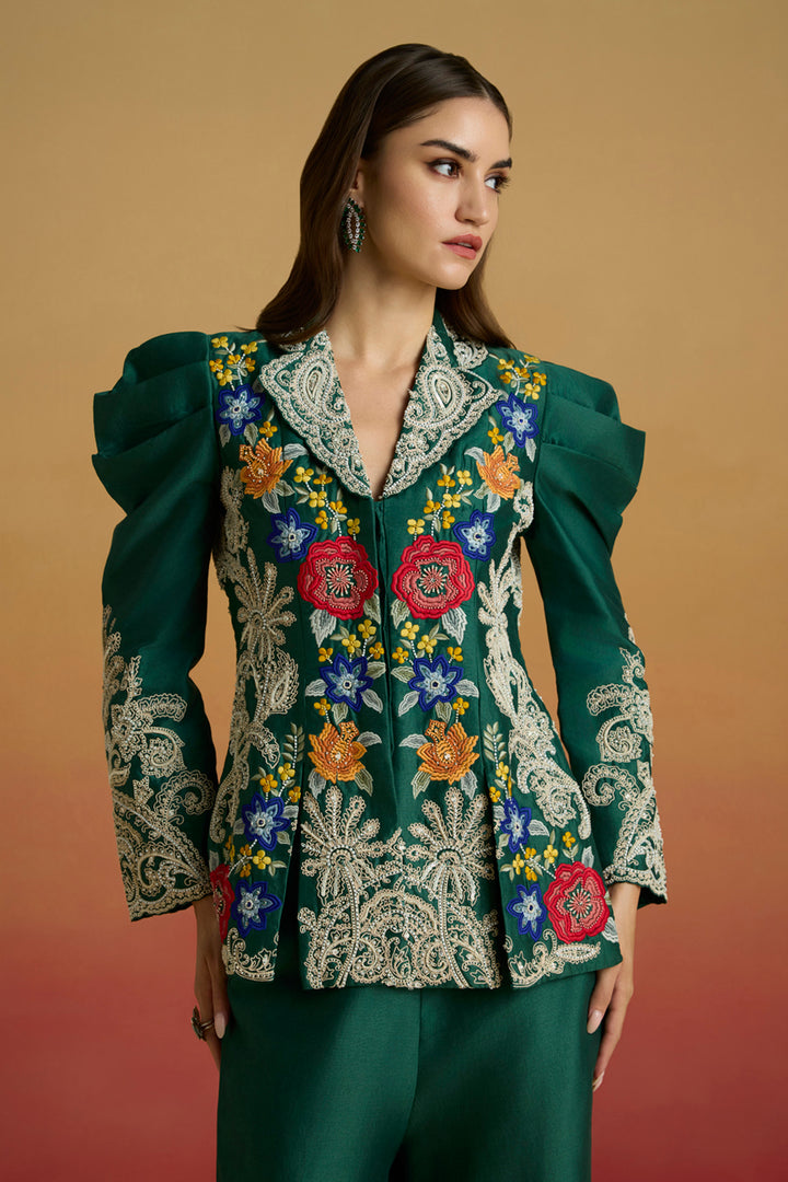 Emerald Contrast Cordwork Panelled Jacket