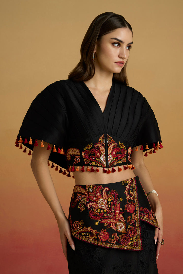 Black Pleated Corset Top