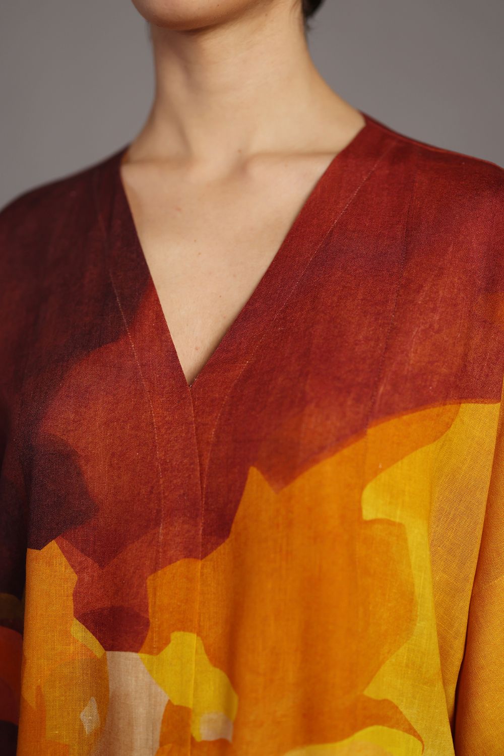 Diffuse brown & ochre long dress