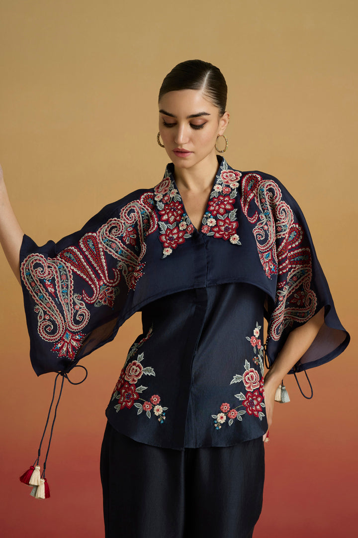 Indigo Paisley Layered Shirt