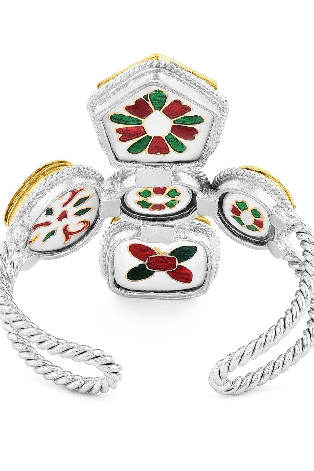 Gold & Silver Polki Vatican Handcuff