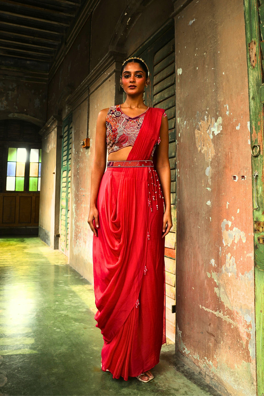 Rani Pink Heer Saree Set