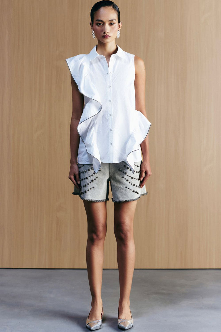ZIPPER FRILL SHIRT