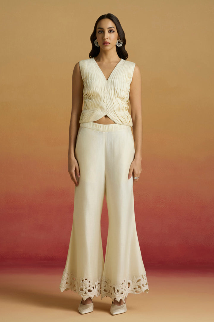 Ivory Pleated Crop Top