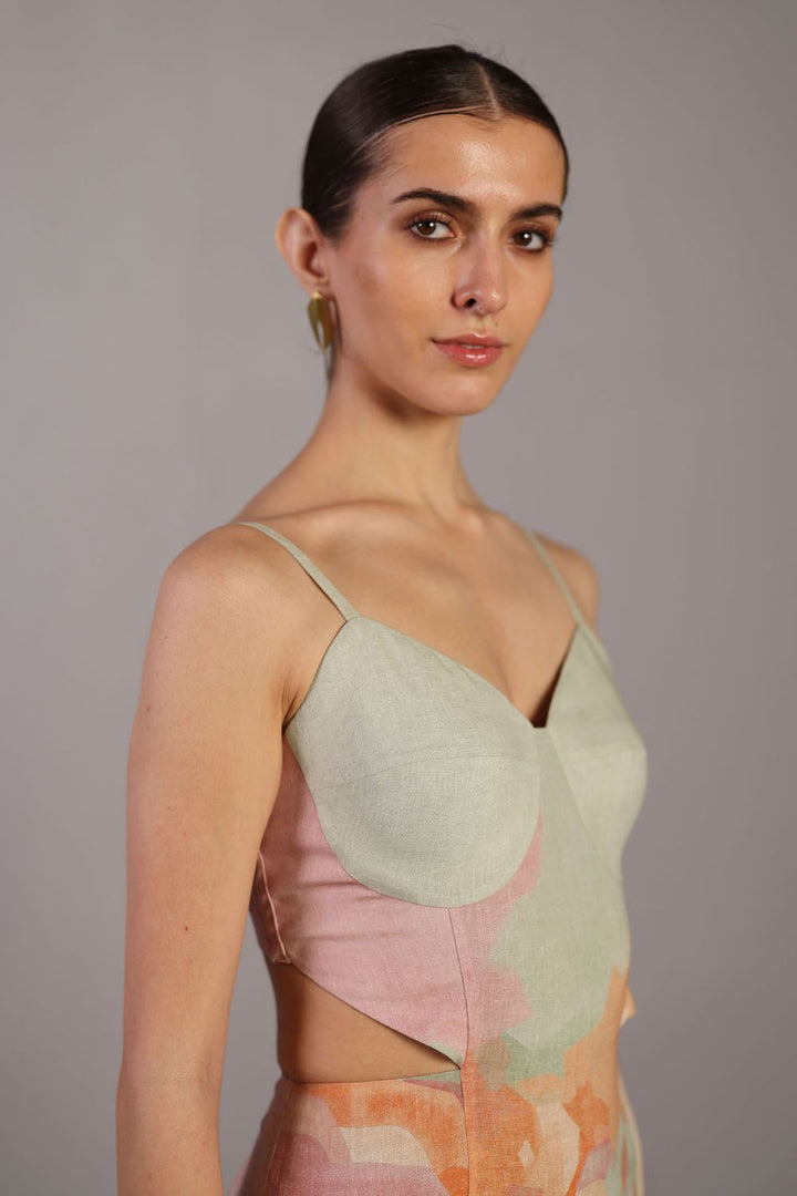 Diffuse soft pink & green dress