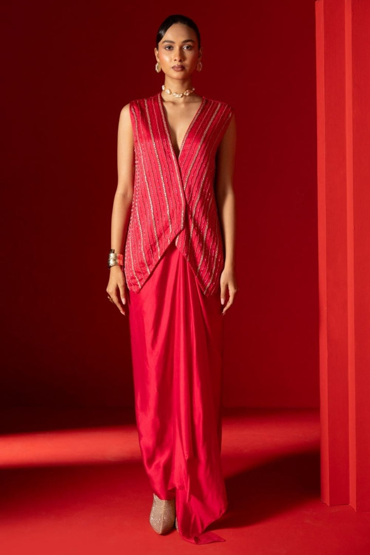 WAISTCOAT AND DRAPE SKIRT
