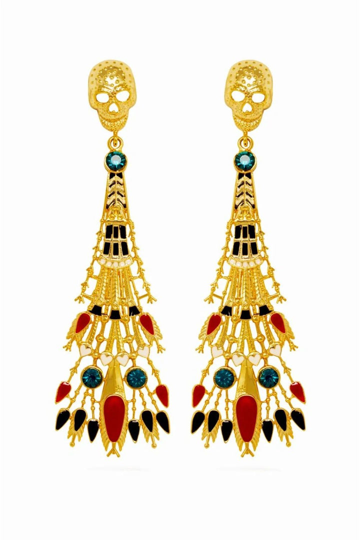 Red Skull Nefertiti Earrings
