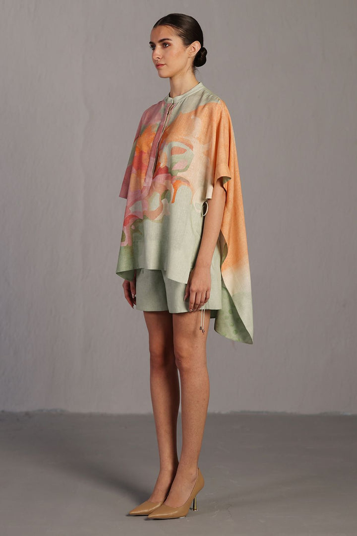 Diffuse soft pink & green shorts set