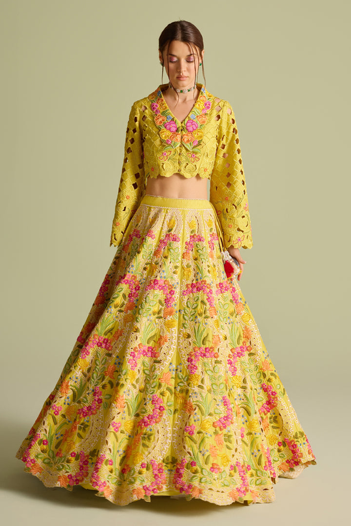 Yellow Cutwork Bolero Jacket
