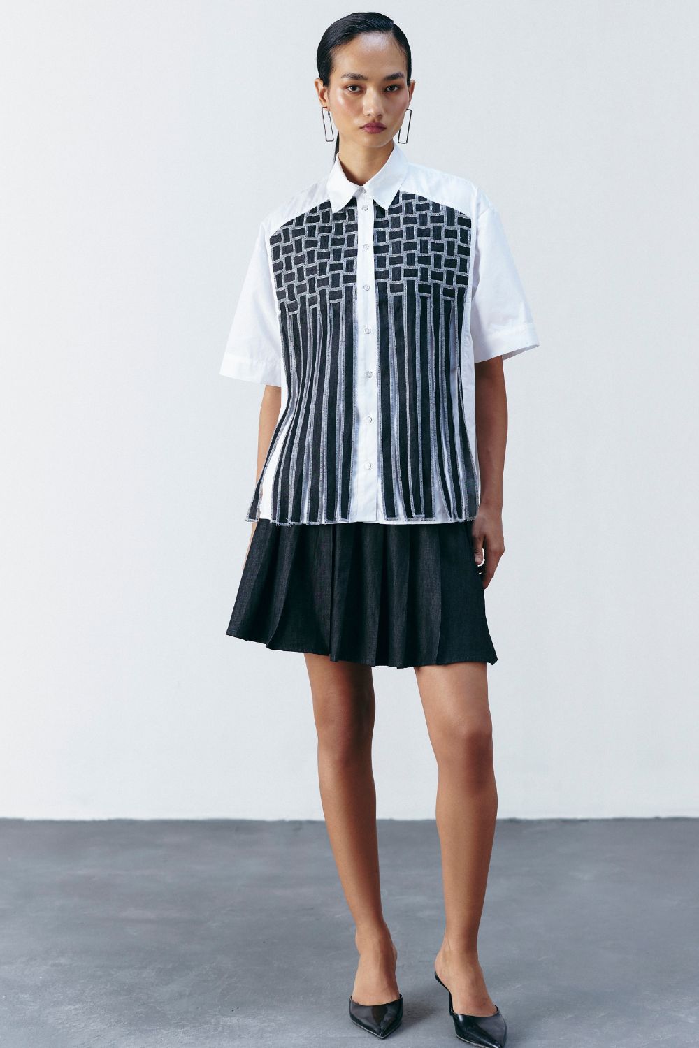 WEAVE WORK BOXY SHIRT