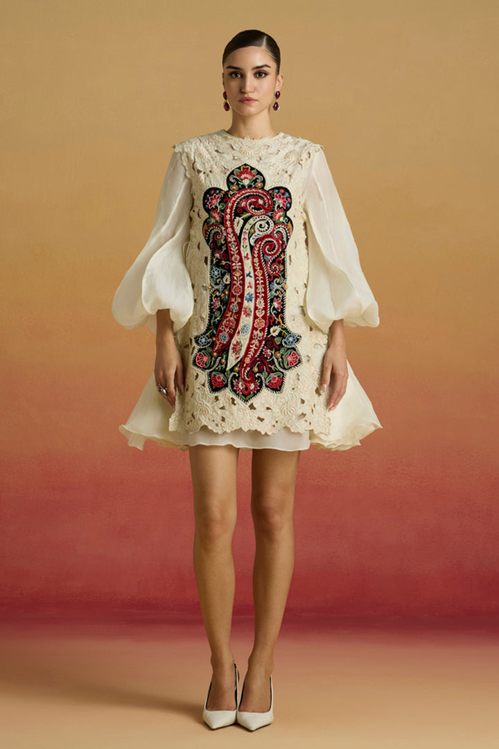 Ivory Cutwork Layered Dress