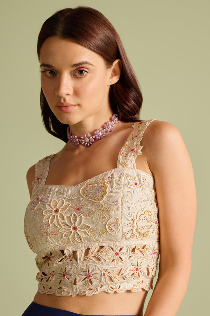 Ivory Cutwork and Beadwork Bustier