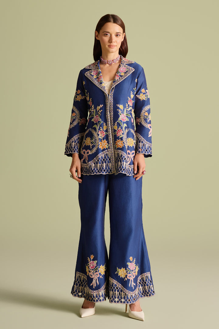 Indigo Applique and Threadwork Pants