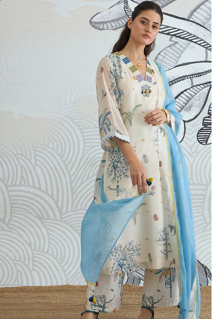 Jungle V-Neck Kurta Set